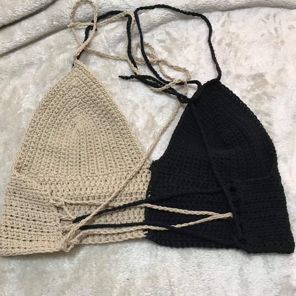 COPY - Split Color Crochet Handmade Halter Top / Bralette - Picture 2 of 3